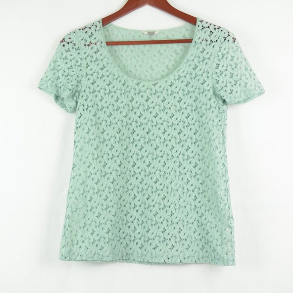 Fossil Tops - Fossil Mint Green Scoop Neck Lace Top Women's XS